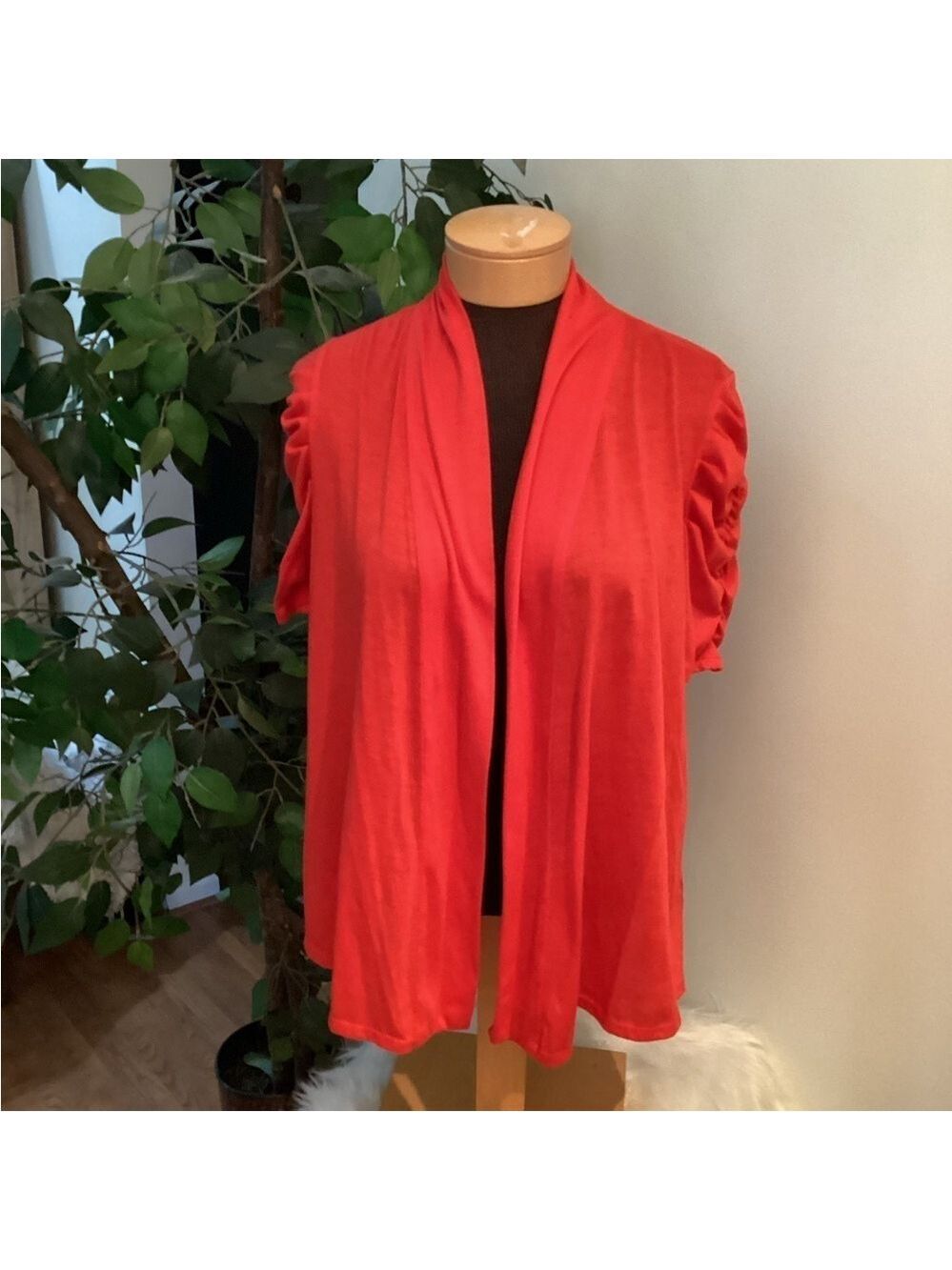 Sears/Kmart short sleeve open front cardigan Woman’s Large Petite